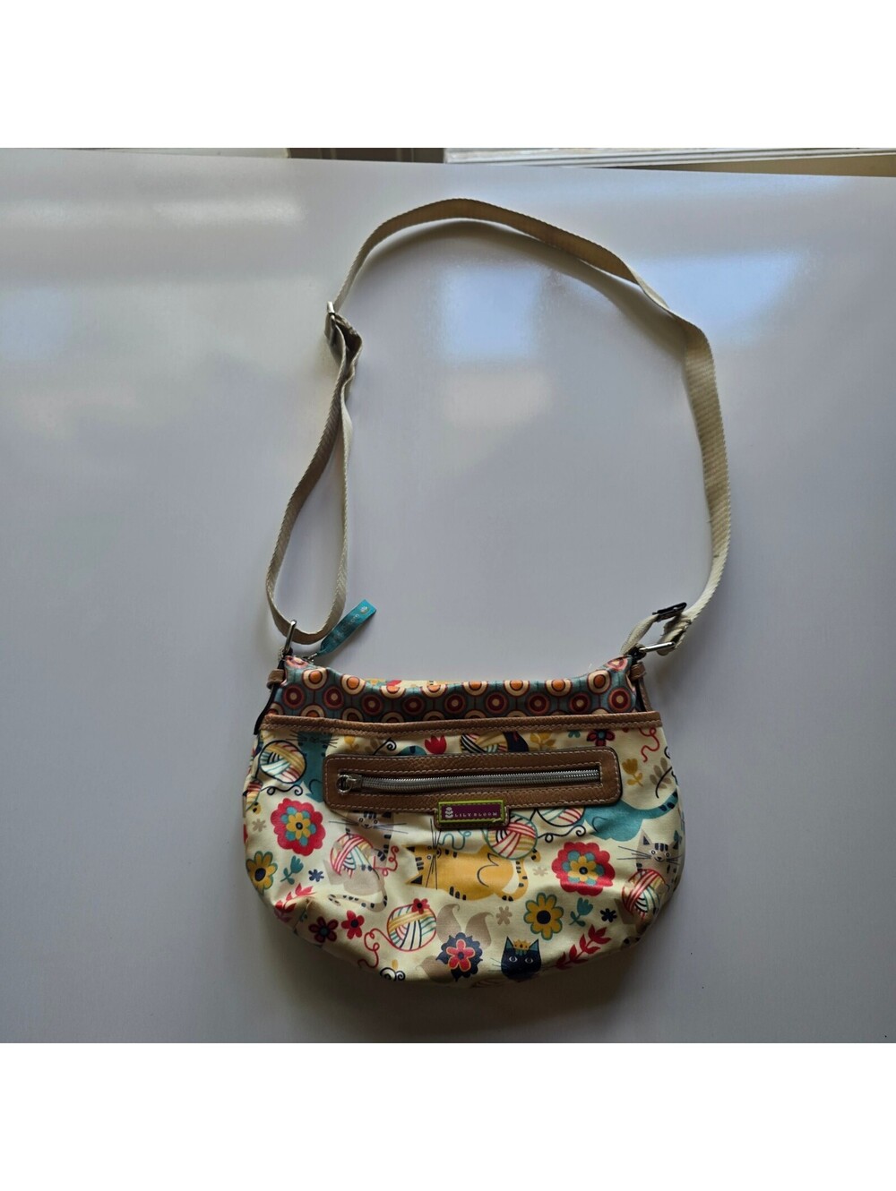 Lily Bloom Cats & Yarn Playful Kitten Print Crossbody Bag Recycled Canvas Purse